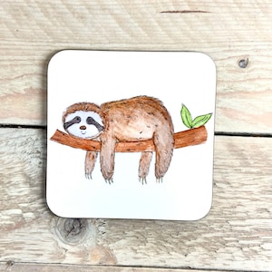 Sloth Coaster | sloth present, sloth lover gift, lazy person gift, gifts for teens, sloth lover stocking filler, cute sloth, lazy, novelty