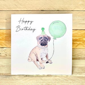 d'anniversaire personnalisée carlin | Carte d'anniversaire de chien, carte pour bébé en fourrure, cartes d'anniversaire d'adolescent, carte d'anniversaire d'amis drôles
