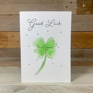 trèfle porte-bonheur personnalisée | Bonne chance | Carte porte-bonheur | carte irlandaise | Chance irlandaise | trèfle à quatre feuilles | carte pailletée | Aquarelle
