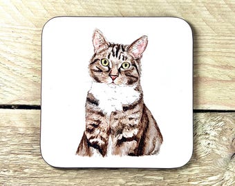 Tabby Cat Coaster | presents for cat lover, gift ideas for cat lover, cute drink coasters, crazy cat lady presents, cat christmas gift ideas