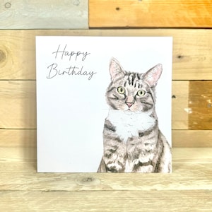 d'anniversaire personnalisée chat tigré | cartes d'anniversaire, chat mignon, chat tigré, carte pour amoureux des chats, cartes d'anniversaire d'adolescent, illustrées à la main