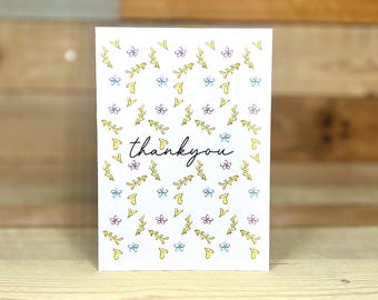 Botanical Thank You Card | christening thank you cards, thank you card for wedding, floral greeting card, flower thank you cards, pretty