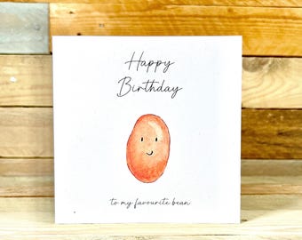 d'anniversaire personnalisée de fèves au lard | cartes d'anniversaire humoristiques, jeu de mots, carte de meilleurs amis, personne préférée, carte de blague, cartes d'anniversaire uniques