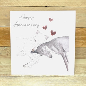 Personalised Cute Dogs Anniversary Card | whippet anniversary card, for parents, sighthound card, dog anniversary card, modern card, ruby