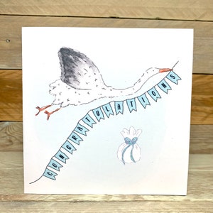 Carte personnalisée nouveau-né garçon | carte cigogne | Nouvelle carte bébé | C'est un garçon carte de vœux | Félicitations | Bébé | Carte de fête de naissance | Arrivée