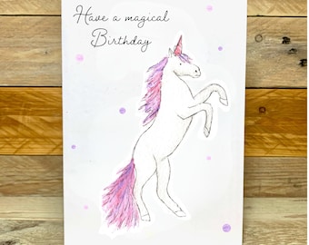 Personalised Unicorn Birthday Card | granddaughter birthday cards, birthday card daughter, unicorn birthdays, personalised age birthday card