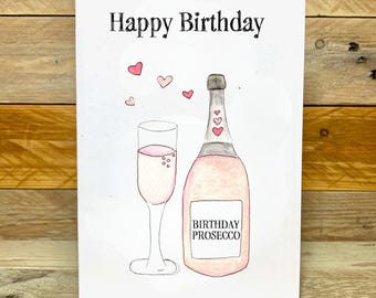 Personalised Prosecco Birthday Card | women birthday card, card for friend, best friend card, 30th birthday card, prosecco glasses