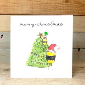Personalised Bees Christmas Card | humourous christmas card, illustrated christmas card, hand illustrated christmas cards, childs xmas card