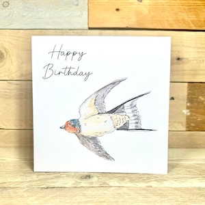 Personalisierte Schwalbe Geburtstagskarte | individualisierbare Karte, Oma Geburtstag, Damen Geburtstagskarte, Geburtstagskarten Freund, Rauchschwalben