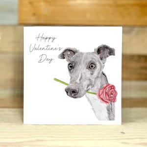 Personalised Whippet Valentines Card | sighthound card, greyhound valentine card, dog valentine, whippet valentine card, cute valentine card
