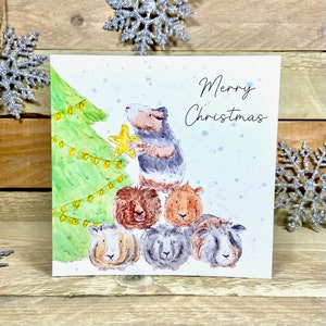 Personalisierte Meerschweinchen Weihnachtskarte | weihnachtskarte vom haustier, jugendlich weihnachtskarte, illustrierte weihnachtskarte, besondere enkelin