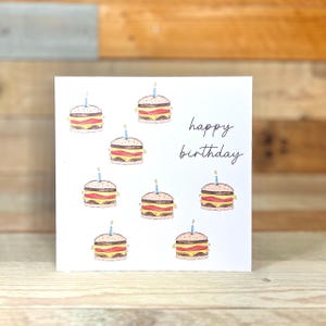 d'anniversaire personnalisée avec hamburger | carte d'anniversaire de gourmet, carte d'anniversaire de chef, neveu, petit-fils, carte d'anniversaire d'enfant, carte d'anniversaire de fils