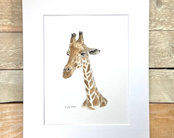 Giraffe Original Painting | giraffe watercolor painting, nursery art, giraffe wall decor, best gift for her, gift for retiring art teacher