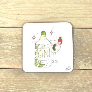 Gin Coaster | gin themed gifts for her, gin accessories, alcohol coaster, alcohol related gifts, birthday present for wife, bar accessories