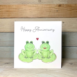 Personalisierte Frosch-Jubiläumskarte | Frosch romantische Karte, Frosch Grußkarte, niedliche Jahrestag, Froschpaar Karte, Karte für Frau
