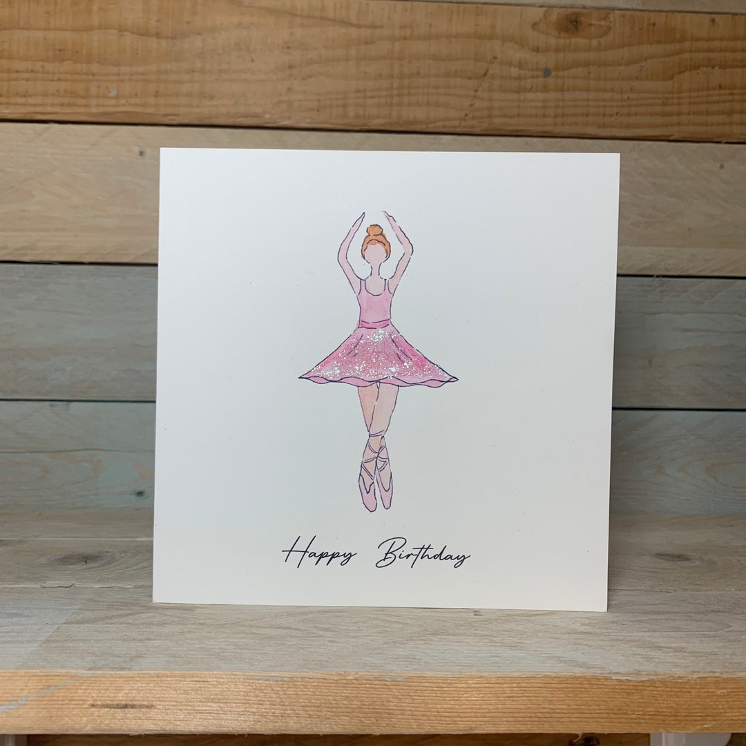 Ballerina Birthday Card Ballerina Card Ballet Pink Ballet - Etsy