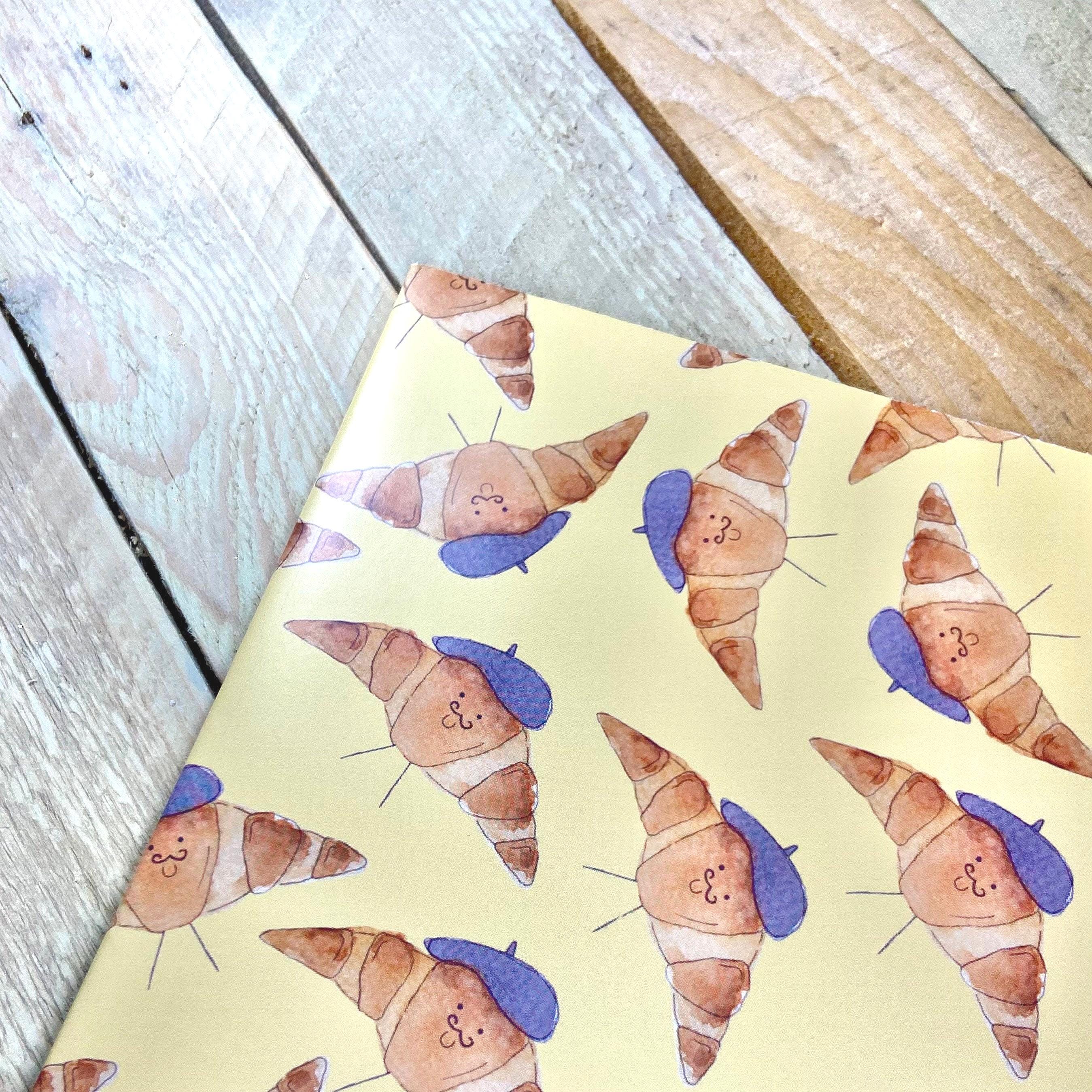 Croissant Wrapping Paper | gift wrap for him, fun wrapping paper, individual sheets, gift wrap, French wrapping paper, pastry wrapping paper