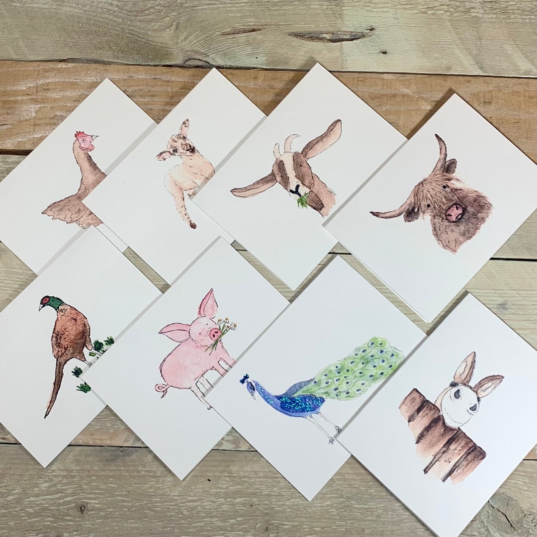 Pack of Farm Animals Notelets | Blank Pack of Cards, Cards With ...