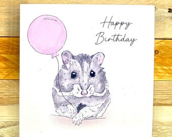 Personalised Hamster Birthday Card | dwarf hamster, cheerful card, birthday cards for teens, fun illustrated card, illustrated animals