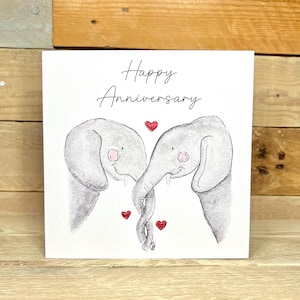 d'anniversaire personnalisée d'éléphant | Anniversaire de mariage, carte d'amour, carte de voeux éléphant, carte d'anniversaire pour les parents
