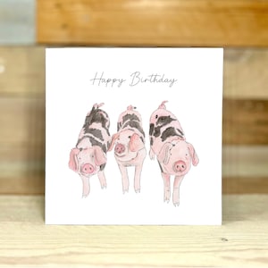 Personalised Piggies Birthday Card | pig greeting card, pig lover card, farm birthday card, cute birthday card, pig birthday, card for her
