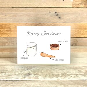Personalised Santa&#39;s Snack Christmas Card | illustrated christmas cards, unique handmade christmas cards, festive food, minimalistic card