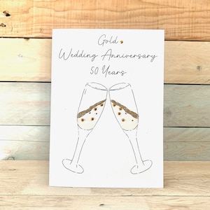 Personalised Golden Wedding Anniversary Card | 50th wedding anniversary card, golden anniversary, for couple, golden wedding celebration