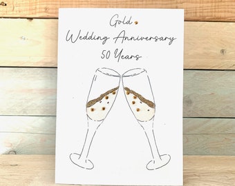 Personalised Golden Wedding Anniversary Card | 50th wedding anniversary card, golden anniversary, for couple, golden wedding celebration