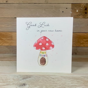 carte personnalisée Tabouret vénéneux pour une nouvelle maison | Nouvelle carte pour la maison | Carte de félicitations | Célébrez la carte | Carte champignon vénéneux | Cartes d'aquarelle
