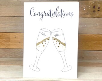 Personalised Champagne Wedding Card | gay marriage wedding cards, congratulations wedding cards, same sex marriage,  custom wedding card