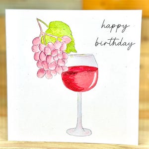 Personalised Wine Birthday Card | girlfriends birthday card, bday card for bestie, hand illustrated, handmade friends birthday card
