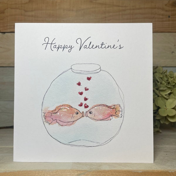 Kissing Gourami Valentines Card | fish valentine card, cute valentine card, love card, gourami fish, I love you card, happy valentines day