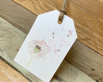 Pusteblume Geschenkanhänger | Blumen | Geschenkanhänger | Geschenkanhänger für Damen | Aquarell Briefpapier | Aquarell Geschenkpapier | Pusteblumen | Aquarell