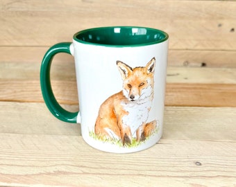 Fox Mug | fox themed gifts, fox ceramic mug, fox gift, housewarming gift, fox tea cup, rustic fox enamel mug, artisan fox mug, whimsical
