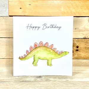 d'anniversaire personnalisée dinosaure | stégosaure, carte d'anniversaire de garçons, carte d'anniversaire d'âge, carte illustrée amusante, cartes d'anniversaire d'adolescent