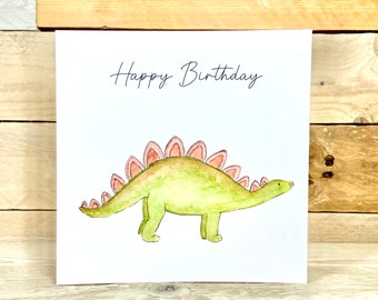 Personalised Dinosaur Birthday Card | stegosaurus, boys birthday card, age birthday card, fun illustrated card, teenager birthday cards
