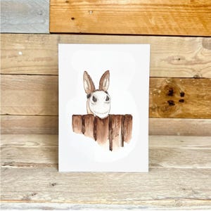Blank Donkey Notelet | for friend, donkey greeting card, cute animal card, blank card with envelope, custom blank card, artistic note card