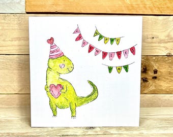 Personalised Dinosaur Valentines Card | dino lover, handmade valentine card, valentine card for him, i love you this much, cute t rex card