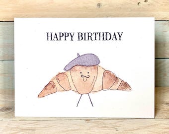 Personalised Croissant Birthday Card | french birthday card, bestselling cards, humourous birthday card, birthday card for bestfriend, paris