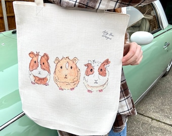 Guinea Pig Tote Bag | guinea pig gift, guinea pig owner gift, guinea pig lover gift, guinea pig lover, reusable bag, tote design, cavy