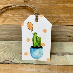 Kakteen Geschenkanhänger | Kakteen Kunst | Geschenkanhänger für Damen | Geschenkanhänger für Kinder | Geschenkanhänger für Teenager | Glitzer Geschenkanhänger | Aquarell Kakteen