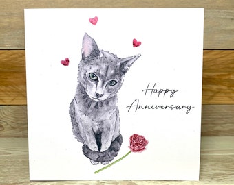 Personalised Cat Anniversary Card | cat card, for partner, custom anniversary card for her, handmade anniversary card for wife, cat lover