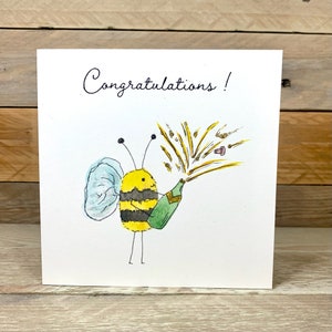 Buzzy Fizzy Pop Congratulations Card | Congratulations Card |  Congrats Card | Bee Cards | Cute Cards | Champagne | Celebrate | Yay | Bees