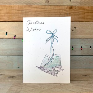 Personalisierte Eislaufen Weihnachtskarte | moderne Karte, Eiskunstlaufszene, Happy Holiday Card, Eiskunstläuferin, Weihnachtskarte für Mädchen