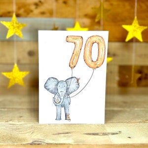 Personalisierte 70er Geburtstagskarte | 70 Jahre Meilenstein, 70 Geburtstag Grußkarte, Opa Geburtstagskarte, 70 Jahre Feier, Elefant Geburtstagskarte