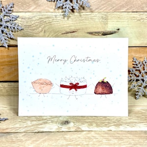 Personalised Festive Food Christmas Card | christmas food card, christmas pudding, childrens xmas card, christmas cooking, mince pies