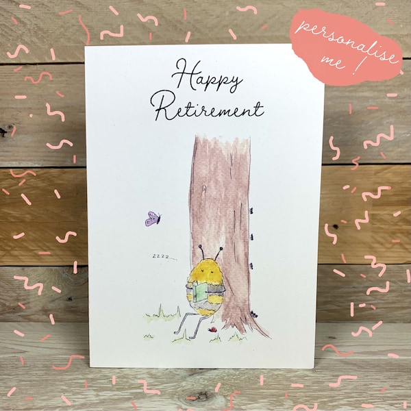 The Relaxing Bee Retirement Card | Retirement Cards | Happy Retirement Card | Cute Bee Cards | Watercolour Bee Cards | Happy Life Cards