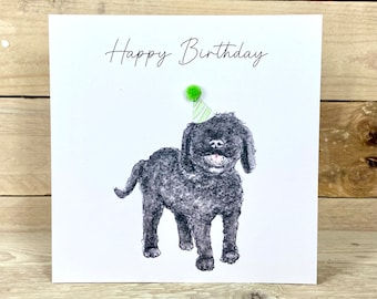 Personalised Cockapoo Birthday Card | birthday cards from the dog, dog dad, black cockapoo, card for friend, cockapoo mum, dog illustration