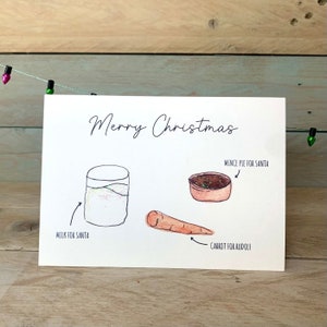 Carte de Noël personnalisée pour le goûter du père Noël | cartes de Noël illustrées, cartes de Noël faites main uniques, nourriture de fête, carte minimaliste