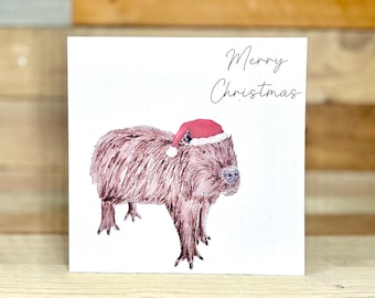Personalisierte Capybara Weihnachtskarte | einzigartige Weihnachtskarten, Weihnachtskarte, Aquarell Weihnachtskarten, Enkelin Karte, frohes Weihnachten